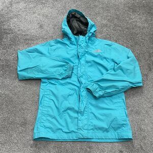 The North Face HyVent Windbreaker Jacket Kid Girls Large Blue Hoodie Full Zip